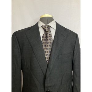 Brooks Brothers Mens Sport Coat Blazer Suit Jacket 40R 44" 2 Button Gray Plaid*